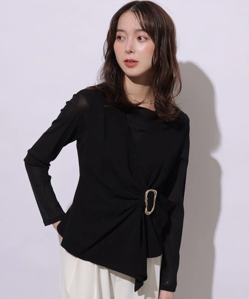 Mystrada(マイストラーダ)の「シアーカットソー(Tシャツ/カットソー・レディース・ブラック/オフホワイト/ホワイト/ブラウン・38)」の15枚目の写真