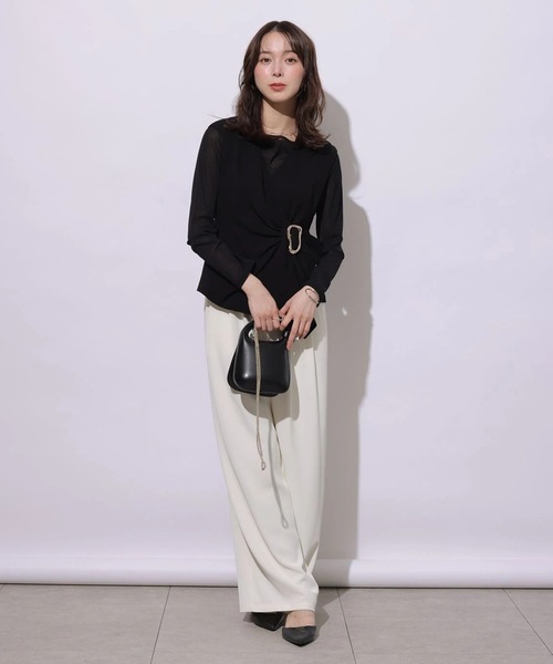 Mystrada(マイストラーダ)の「シアーカットソー(Tシャツ/カットソー・レディース・ブラック/オフホワイト/ホワイト/ブラウン・38)」の14枚目の写真