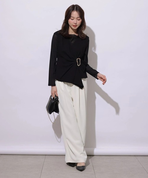 Mystrada(マイストラーダ)の「シアーカットソー(Tシャツ/カットソー・レディース・ブラック/オフホワイト/ホワイト/ブラウン・38)」の13枚目の写真
