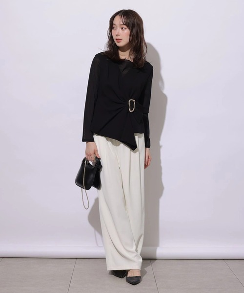 Mystrada(マイストラーダ)の「シアーカットソー(Tシャツ/カットソー・レディース・ブラック/オフホワイト/ホワイト/ブラウン・38)」の20枚目の写真