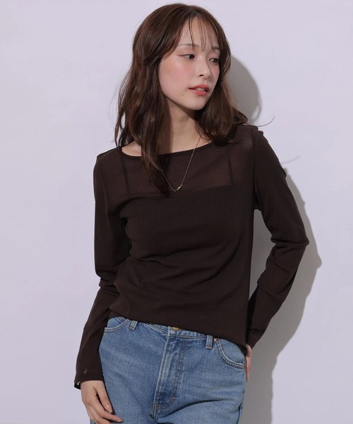Mystrada(マイストラーダ)の「シアーカットソー(Tシャツ/カットソー・レディース・ブラック/オフホワイト/ホワイト/ブラウン・38)」の5枚目の写真