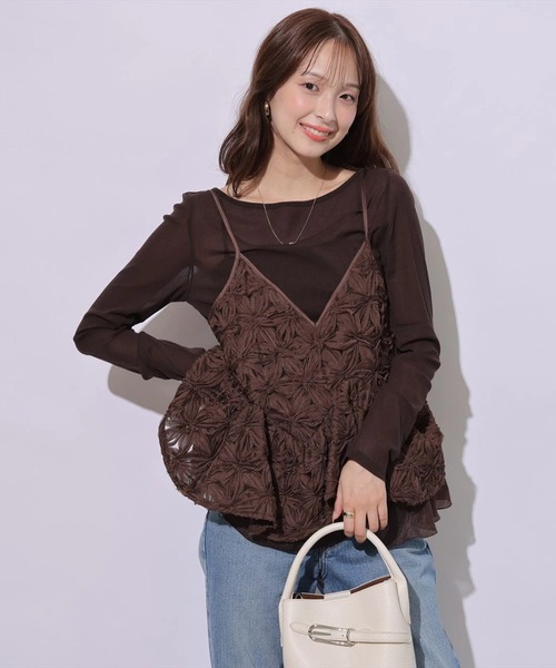 Mystrada(マイストラーダ)の「シアーカットソー(Tシャツ/カットソー・レディース・ブラック/オフホワイト/ホワイト/ブラウン・38)」の7枚目の写真