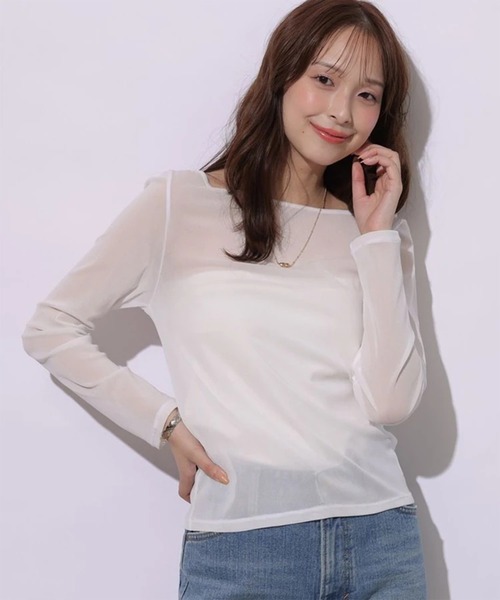 Mystrada(マイストラーダ)の「シアーカットソー(Tシャツ/カットソー・レディース・ブラック/オフホワイト/ホワイト/ブラウン・38)」の19枚目の写真