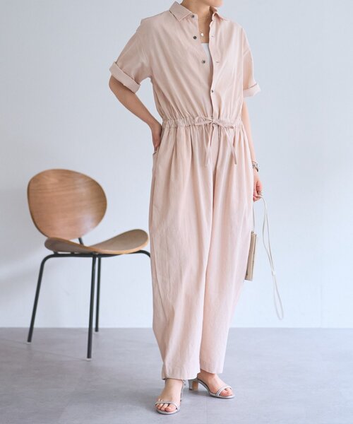 BEARDSLEY（ビアズリー）の「リネンツナギ（サロペット/オーバーオール・レディース・ブラック/ピンク・FREE）」の2枚目の写真