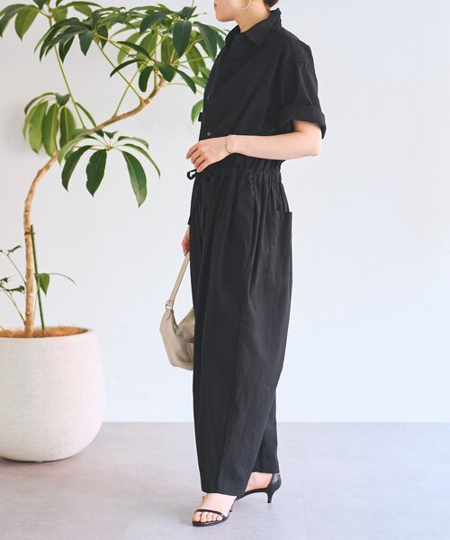 BEARDSLEY（ビアズリー）の「リネンツナギ（サロペット/オーバーオール・レディース・ブラック/ピンク・FREE）」の4枚目の写真