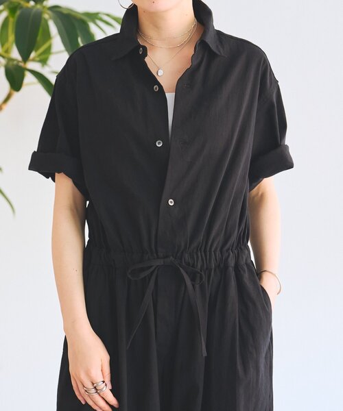 BEARDSLEY（ビアズリー）の「リネンツナギ（サロペット/オーバーオール・レディース・ブラック/ピンク・FREE）」の7枚目の写真