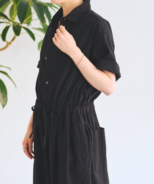 BEARDSLEY（ビアズリー）の「リネンツナギ（サロペット/オーバーオール・レディース・ブラック/ピンク・FREE）」の8枚目の写真