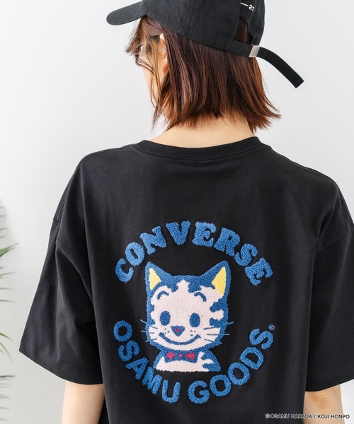 CONVERSE(コンバース)の「【CONVERSE/コンバース】【着るだけでコーディネートの主役に!】CONVERSE×OSAMUGOODS 天竺 CAT サガラ刺繍Tシャツ キャラクター カジュアル レトロポップ ギフト(Tシャツ/カットソー・レディース・ホワイト/ブラック・MEDIUM/LARGE)」の2枚目の写真