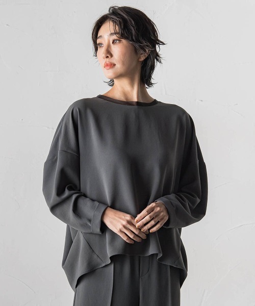 la.f…(ラエフ)の「ハイストレッチカルゼブラウス(シャツ/ブラウス・レディース・ブラック/ライトブルー/オフホワイト/チャコールグレー・9号)」の1枚目の写真