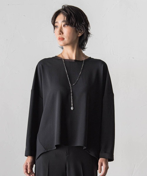 la.f…(ラエフ)の「ハイストレッチカルゼブラウス(シャツ/ブラウス・レディース・ブラック/ライトブルー/オフホワイト/チャコールグレー・9号)」の3枚目の写真
