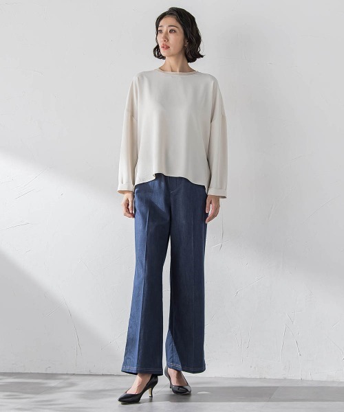 la.f…(ラエフ)の「ハイストレッチカルゼブラウス(シャツ/ブラウス・レディース・ブラック/ライトブルー/オフホワイト/チャコールグレー・9号)」の5枚目の写真
