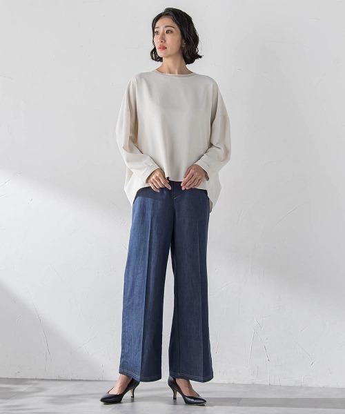 la.f…(ラエフ)の「ハイストレッチカルゼブラウス(シャツ/ブラウス・レディース・ブラック/ライトブルー/オフホワイト/チャコールグレー・9号)」の6枚目の写真