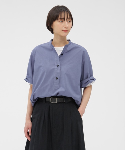 MHL.（エムエイチエル）の「COTTON RAMIE POPLIN（シャツ/ブラウス・レディース・ホワイト/ブルー/オレンジ・1/2）」の2枚目の写真