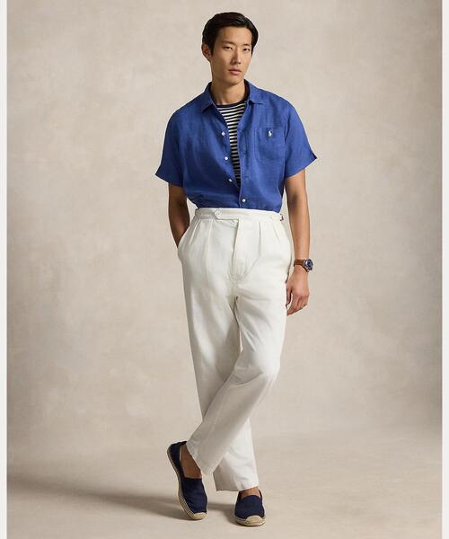 POLO RALPH LAUREN(ポロ ラルフ ローレン)の「クラシック フィット リネン キャンプ シャツ(シャツ/ブラウス・メンズ・ブルー・L/M/S/XS/XL/XXL)」の3枚目の写真