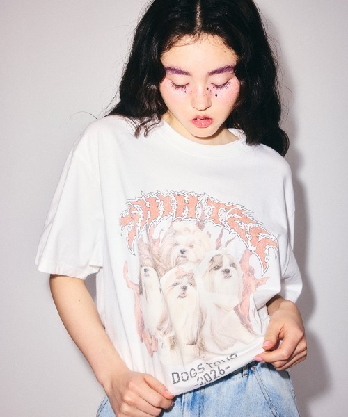 Candy Stripper(キャンディストリッパー)の「SHIH TZU METAL Tシャツ(Tシャツ/カットソー・レディース・ブラック/ライトブルー/オフホワイト・FREE)」の4枚目の写真
