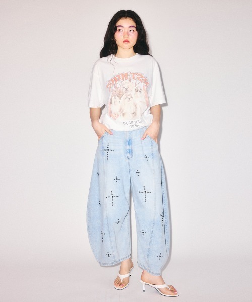 Candy Stripper(キャンディストリッパー)の「SHIH TZU METAL Tシャツ(Tシャツ/カットソー・レディース・ブラック/ライトブルー/オフホワイト・FREE)」の6枚目の写真