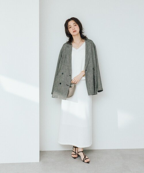 RIVE DROITE(リヴドロワ)の「【セットアップ可能】ギマコットン片畦Vネックニット(ニット/セーター・レディース・イエロー/ブラック/オフホワイト/モカ・FREE)」の13枚目の写真