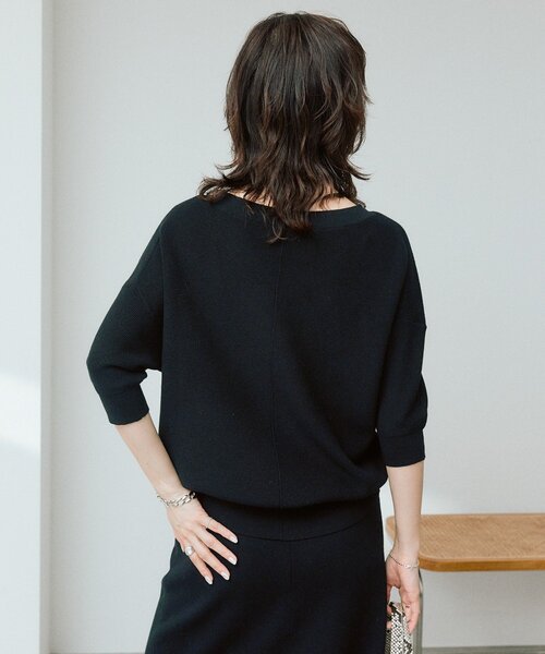 RIVE DROITE(リヴドロワ)の「【セットアップ可能】ギマコットン片畦Vネックニット(ニット/セーター・レディース・イエロー/ブラック/オフホワイト/モカ・FREE)」の22枚目の写真