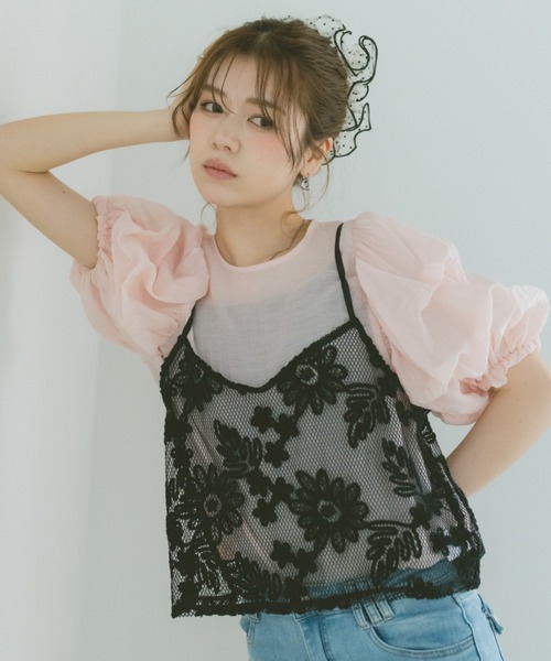 VANNIE U（ヴァニーユー）の「モールフラワー刺繍キャミビスチェ（キャミソール・レディース・ブラック/ホワイト・FREE）」の9枚目の写真