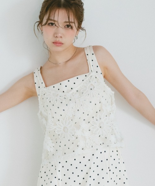 VANNIE U（ヴァニーユー）の「モールフラワー刺繍キャミビスチェ（キャミソール・レディース・ブラック/ホワイト・FREE）」の15枚目の写真