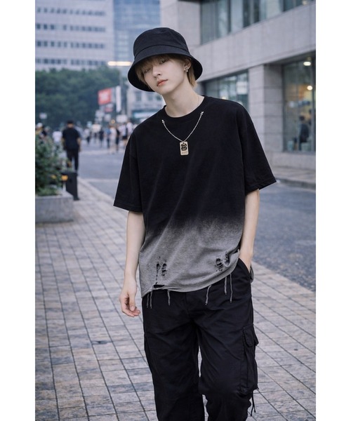 Bling Leads(ブリングリーズ)の「【Bls】 【ZM】【Bling Leads】ダメージ加工 ネックレスTEE(Tシャツ/カットソー・メンズ・ブラック・FREE)」の4枚目の写真
