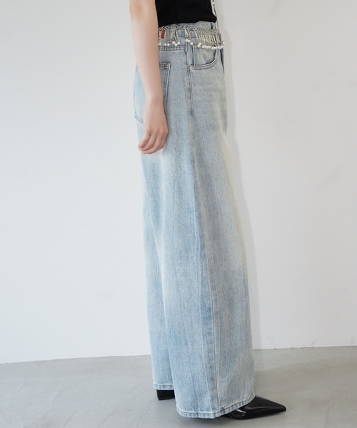 chuclla(チュクラ)の「オフセットウエストバギーデニム chw26s189(デニムパンツ・レディース・ライトブルー・S/M/L)」の5枚目の写真