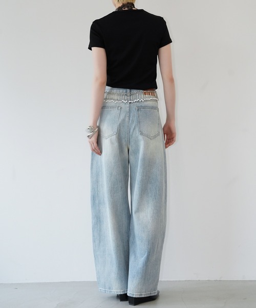 chuclla(チュクラ)の「オフセットウエストバギーデニム chw26s189(デニムパンツ・レディース・ライトブルー・S/M/L)」の7枚目の写真