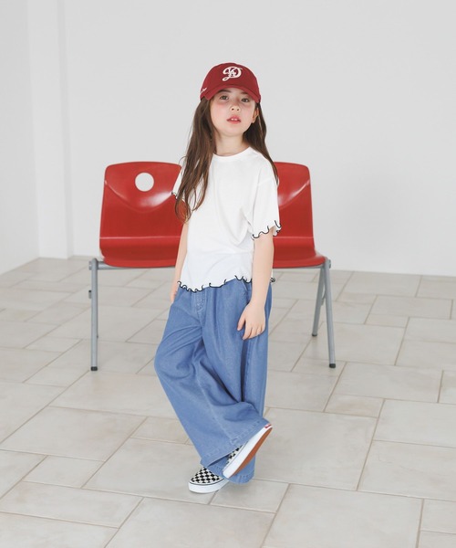 BAYFLOW（ベイフロー）の「[夏も穿ける柔らかデニム♪]ライトオンスワイドデニム(KIDS)（デニムパンツ・キッズ・ダークブルー/ライトブルー・110cm/120cm/130cm/140cm/150cm）」の5枚目の写真