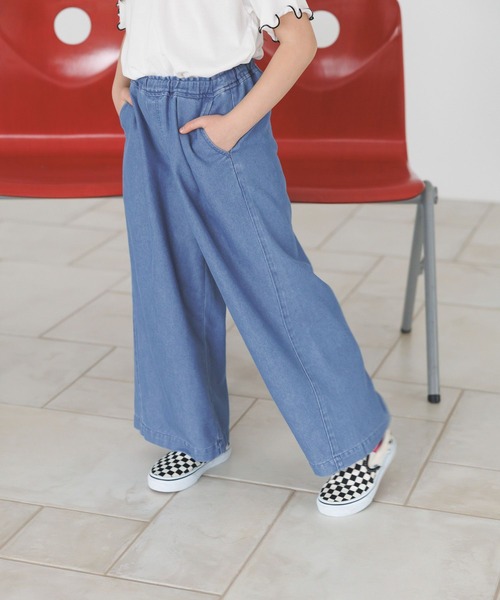 BAYFLOW（ベイフロー）の「[夏も穿ける柔らかデニム♪]ライトオンスワイドデニム(KIDS)（デニムパンツ・キッズ・ダークブルー/ライトブルー・110cm/120cm/130cm/140cm/150cm）」の7枚目の写真