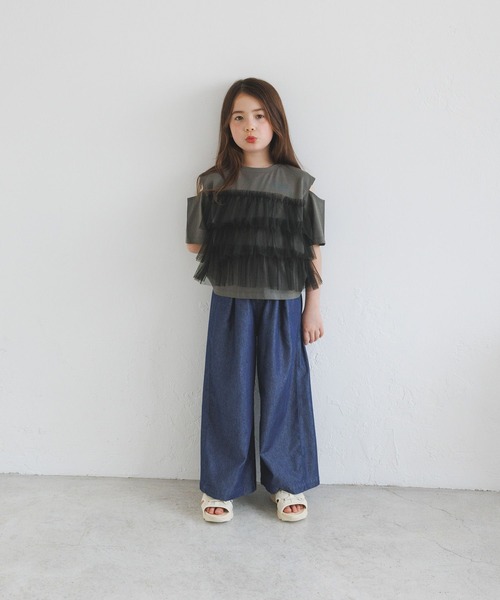 BAYFLOW（ベイフロー）の「[夏も穿ける柔らかデニム♪]ライトオンスワイドデニム(KIDS)（デニムパンツ・キッズ・ダークブルー/ライトブルー・110cm/120cm/130cm/140cm/150cm）」の19枚目の写真