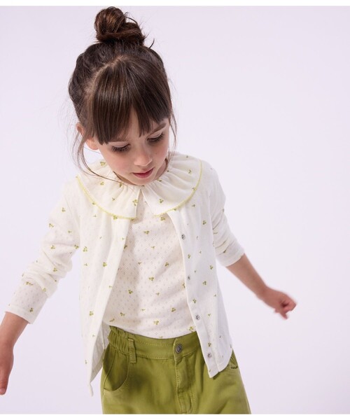 PETIT BATEAU(プチバトー)の「針抜きプリントカーディガン(カーディガン/ボレロ・キッズ・ホワイト系その他・3YEAR/4YEAR/5YEAR)」の5枚目の写真