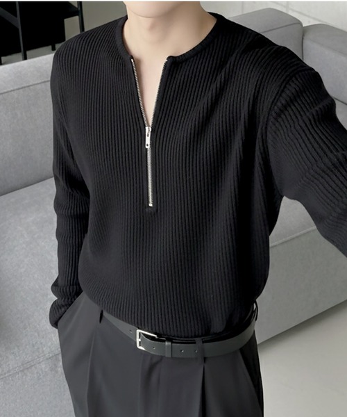 Otte（オッテ）の「ハーフジップリブトップス（Tシャツ/カットソー・メンズ・ホワイト/グレー/ブラック・LARGE/MEDIUM/X-LARGE）」の19枚目の写真