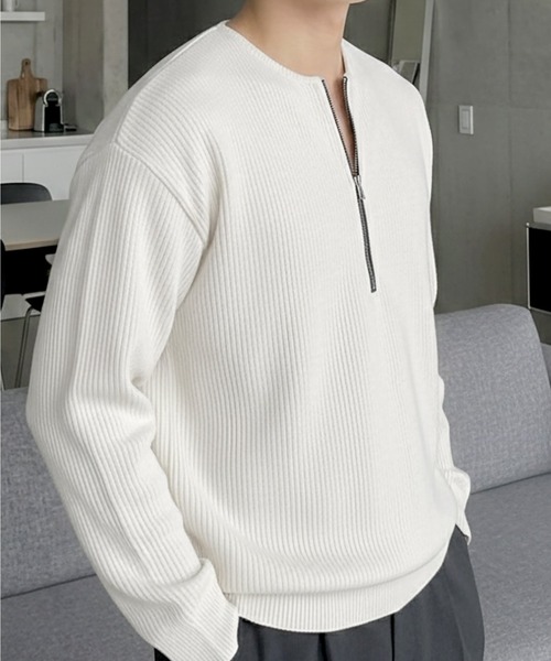 Otte（オッテ）の「ハーフジップリブトップス（Tシャツ/カットソー・メンズ・ホワイト/グレー/ブラック・LARGE/MEDIUM/X-LARGE）」の12枚目の写真