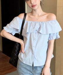 オフショル フリルブラウス オフショルダー」に該当するレディースの
