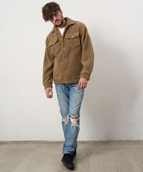 STUD MUFFIN(スタッドマフィン)の「mj11558- ムックボア ドリップハートサガラパッチワークGジャケット(624-09218)(その他アウター・メンズ・ブラック/ベージュ・2/3/4)」の6枚目の写真