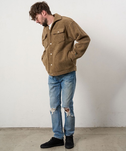 STUD MUFFIN(スタッドマフィン)の「mj11558- ムックボア ドリップハートサガラパッチワークGジャケット(624-09218)(その他アウター・メンズ・ブラック/ベージュ・2/3/4)」の7枚目の写真