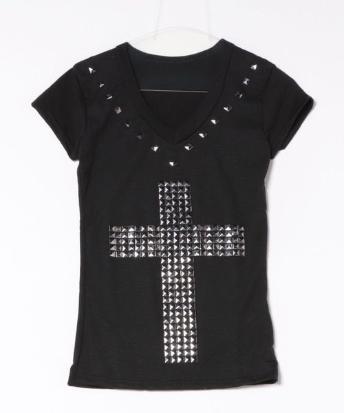 ViViDAY(ビビデー)の「十字架透けtシャツ(Tシャツ/カットソー・レディース・ブラック/ホワイト・M)」の1枚目の写真