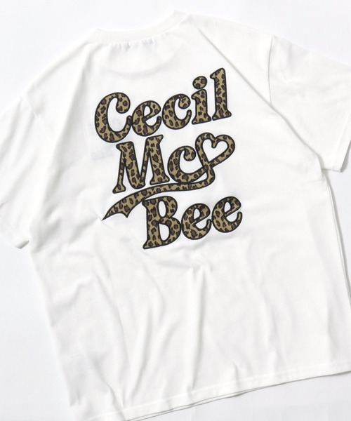 CECIL McBEE（セシルマクビー）の「CECIL Mc BEE（セシルマクビー）レオパードロゴ ビッグTシャツ/ヒョウ柄 バックロゴ オーバーサイズ 半袖Tシャツ（Tシャツ/カットソー・レディース・オフホワイト/ブラック・M/L）」の3枚目の写真