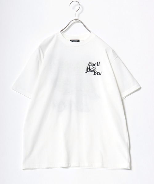 CECIL McBEE（セシルマクビー）の「CECIL Mc BEE（セシルマクビー）レオパードロゴ ビッグTシャツ/ヒョウ柄 バックロゴ オーバーサイズ 半袖Tシャツ（Tシャツ/カットソー・レディース・オフホワイト/ブラック・M/L）」の4枚目の写真