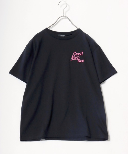 CECIL McBEE（セシルマクビー）の「CECIL Mc BEE（セシルマクビー）レオパードロゴ ビッグTシャツ/ヒョウ柄 バックロゴ オーバーサイズ 半袖Tシャツ（Tシャツ/カットソー・レディース・オフホワイト/ブラック・M/L）」の7枚目の写真