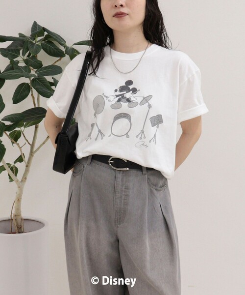 fredy emue(フレディエミュ)の「【GOOD ROCK SPEED/グッドロックスピード】MICKEYドラム半袖Tシャツ(Tシャツ/カットソー・レディース・チャコールグレー/オフホワイト・38)」の1枚目の写真