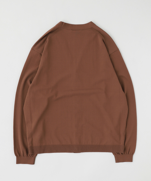 ATON(エイトン)の「ATON(エイトン) FINE ICE COTTON V-NECK CARDIGAN(カーディガン/ボレロ・メンズ・ブラウン/グリーン・4/6)」の3枚目の写真