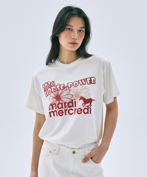 Mardi Mercredi（マルディメクルディ）の「TSHIRT 2026 HORSE-POWER / Tシャツ 2026 HORSE-POWER（Tシャツ/カットソー・レディース・アイボリー/クリーム・FREE）」の2枚目の写真