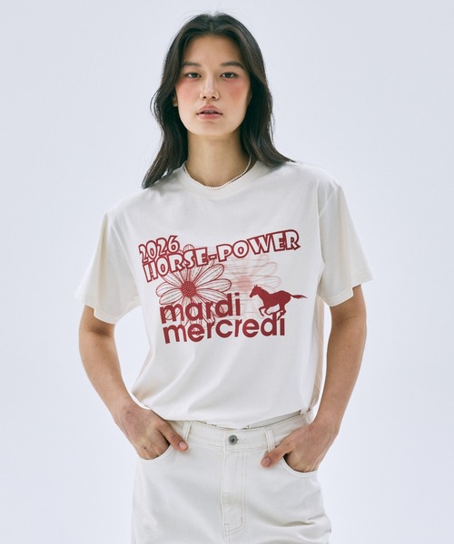 Mardi Mercredi（マルディメクルディ）の「TSHIRT 2026 HORSE-POWER / Tシャツ 2026 HORSE-POWER（Tシャツ/カットソー・レディース・アイボリー/クリーム・FREE）」の3枚目の写真