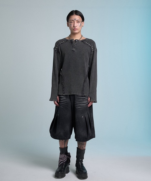 VI E DIT(ヴィエディット)の「Crushed Bleach Denim Pants/クラッシュドブリーチデニムパンツ(デニムパンツ・メンズ・ブラック/ブルー・1/2)」の12枚目の写真