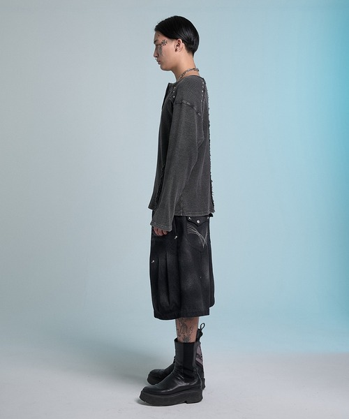 VI E DIT(ヴィエディット)の「Crushed Bleach Denim Pants/クラッシュドブリーチデニムパンツ(デニムパンツ・メンズ・ブラック/ブルー・1/2)」の13枚目の写真
