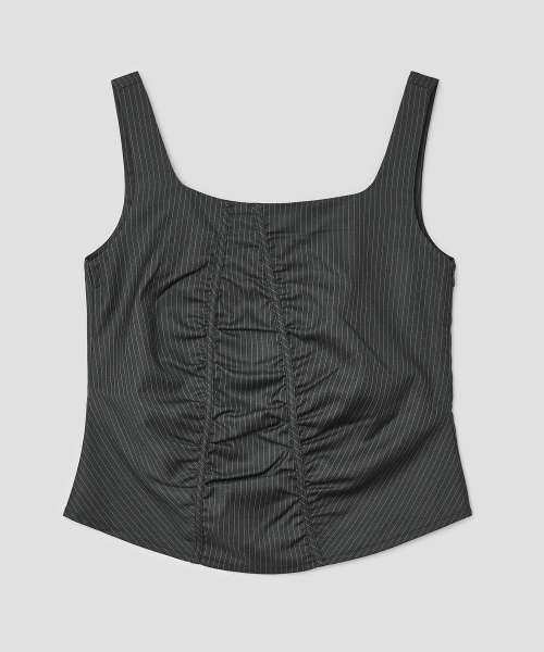 TYPESERVICE（タイプサービス）の「Striped Ruched Zip Tank [Charcoal]（Tシャツ/カットソー・レディース・その他・FREE）」の5枚目の写真