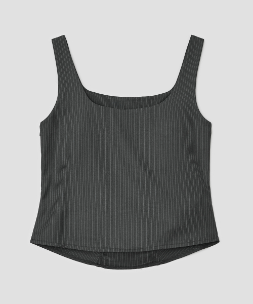 TYPESERVICE（タイプサービス）の「Striped Ruched Zip Tank [Charcoal]（Tシャツ/カットソー・レディース・その他・FREE）」の4枚目の写真