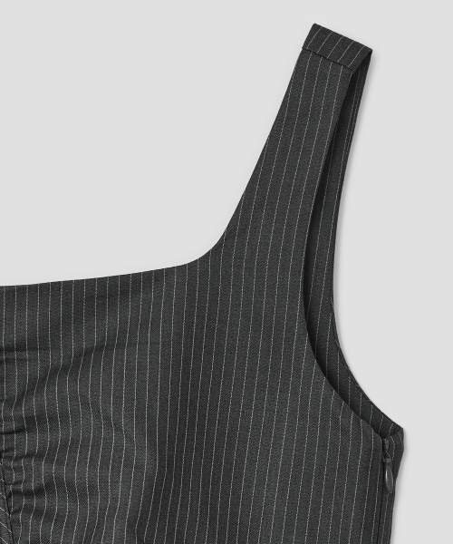 TYPESERVICE（タイプサービス）の「Striped Ruched Zip Tank [Charcoal]（Tシャツ/カットソー・レディース・その他・FREE）」の2枚目の写真