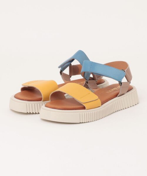 inter-chaussures(インターショシュール)の「【Wikers】カラーコンビアンクルストラップサンダル (E2143E)(サンダル・レディース・イエロー系その他/レオパード/ベージュ系その他・35/36/37/38/39/40)」の1枚目の写真